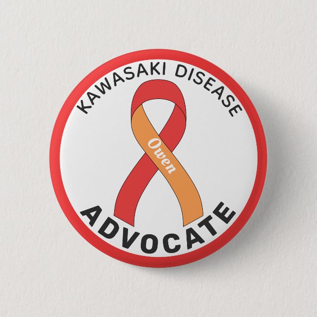 Kawasaki Disease Advocate Ribbon White Button (Front)
