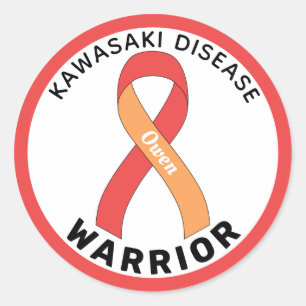 Kawasaki Disease Warrior Ribbon White Classic Round Sticker