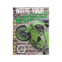Kawasaki Green Motorcycle Graffiti Wall Blanket