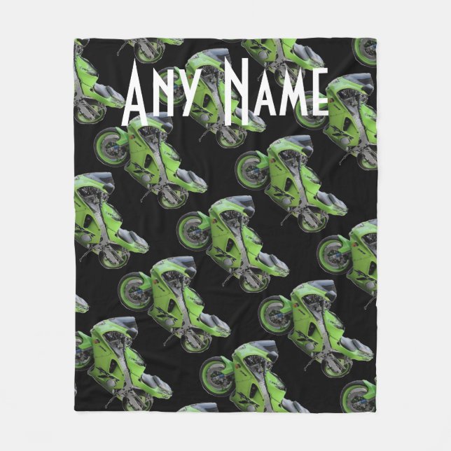 Kawasaki Green Speed Motorcycle Blanket (Front)