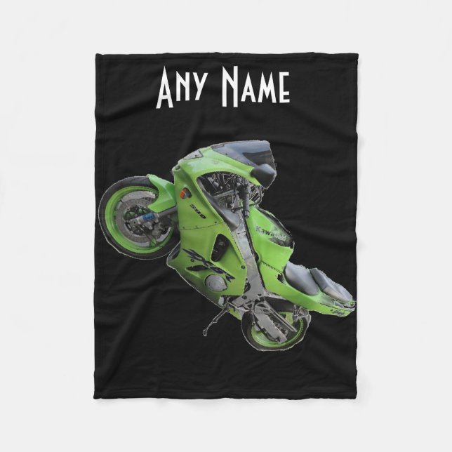 Kawasaki Green Speed Motorcycle Blanket (Front)