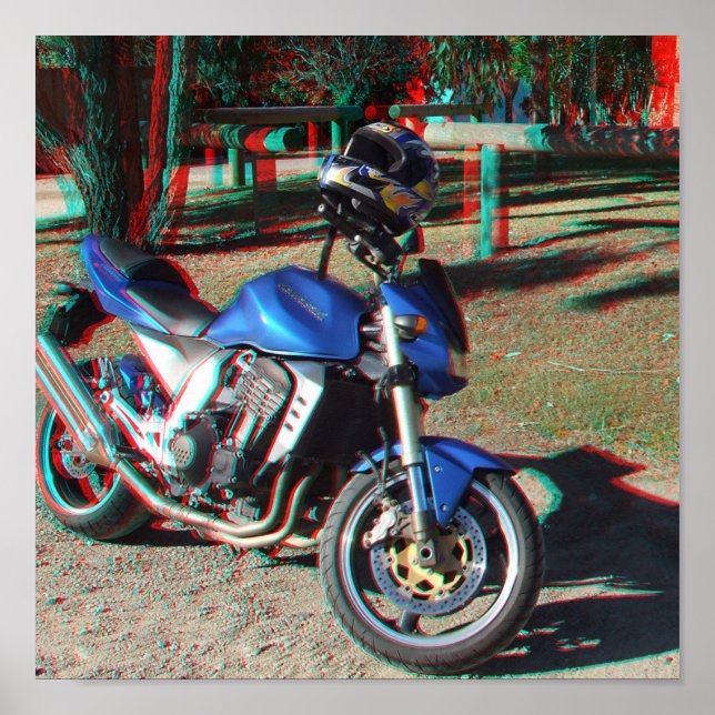 Kawasaki Z1000 Motorcycle 3D Anaglyph poster (Front)