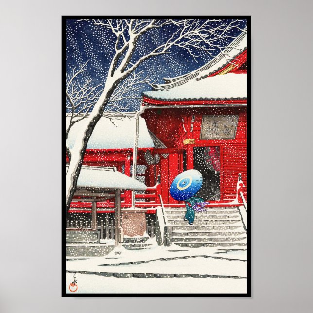 Kawase Hasui Snow at Ueno Kiyomizudo hanga art Poster (Front)