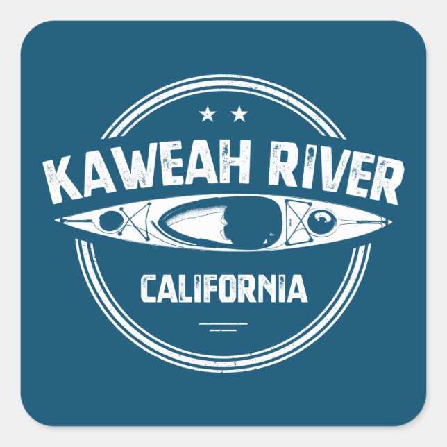 Kaweah River California Kayaking Square Sticker (Front)