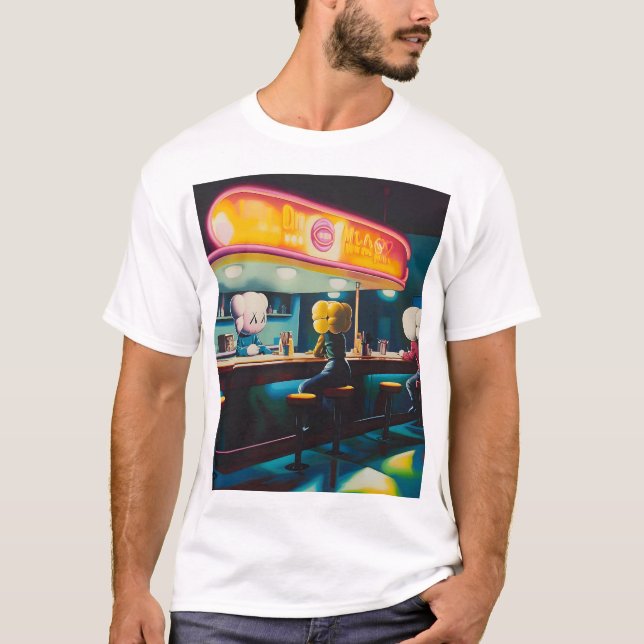 kaws cartoon diner T-Shirt (Front)