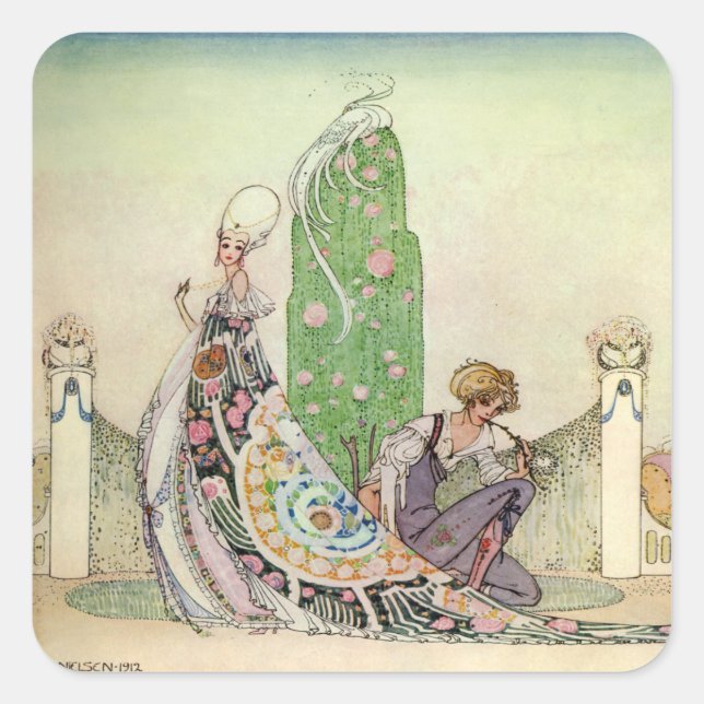 Kay Nielsen's The Princess and the Gardener Square Sticker (Front)