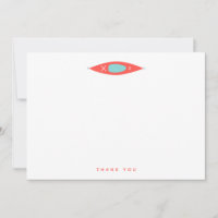 Kayak and Paddles in Aqua and Coral Thank You Card