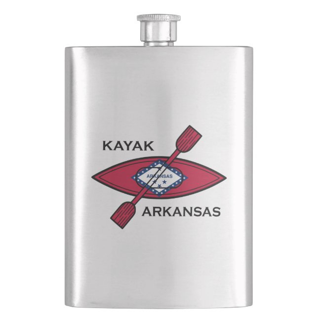 Kayak Arkansas Flag Hip Flask (Front)