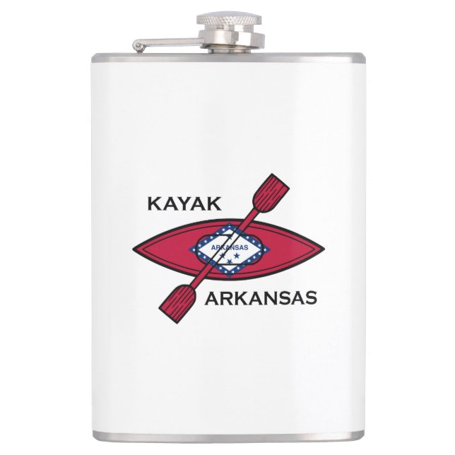 Kayak Arkansas Flag Hip Flask (Front)
