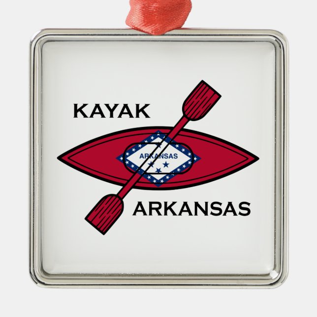 Kayak Arkansas Flag Metal Tree Decoration (Front)