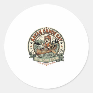 Kayak Canoe Cat Kayak Canoe Cat Vintage Vector Art Classic Round Sticker