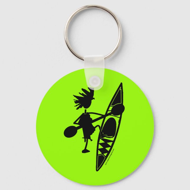 Kayak Canoe Joyful Silhouette Key Ring (Front)