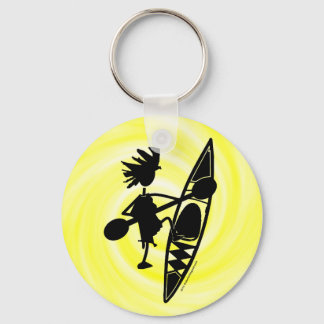 Kayak Canoe Joyful Silhouette Key Ring