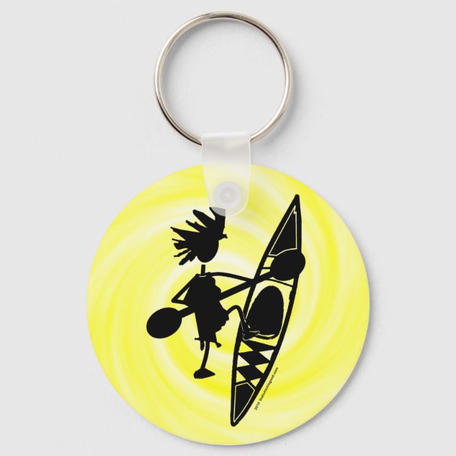 Kayak Canoe Joyful Silhouette Key Ring (Front)