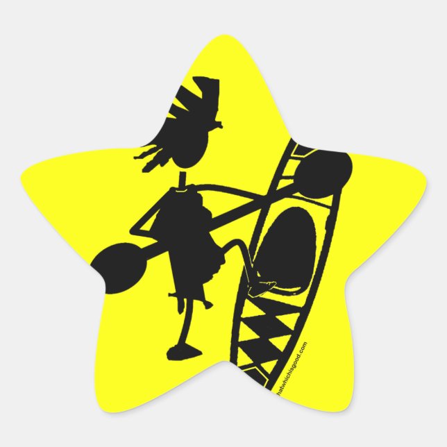 Kayak Canoe Joyful Silhouette Star Sticker (Front)