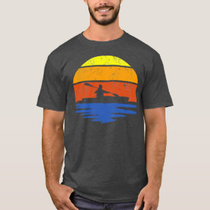 kayak canoe paddling retro sunset silhouette T-Shirt