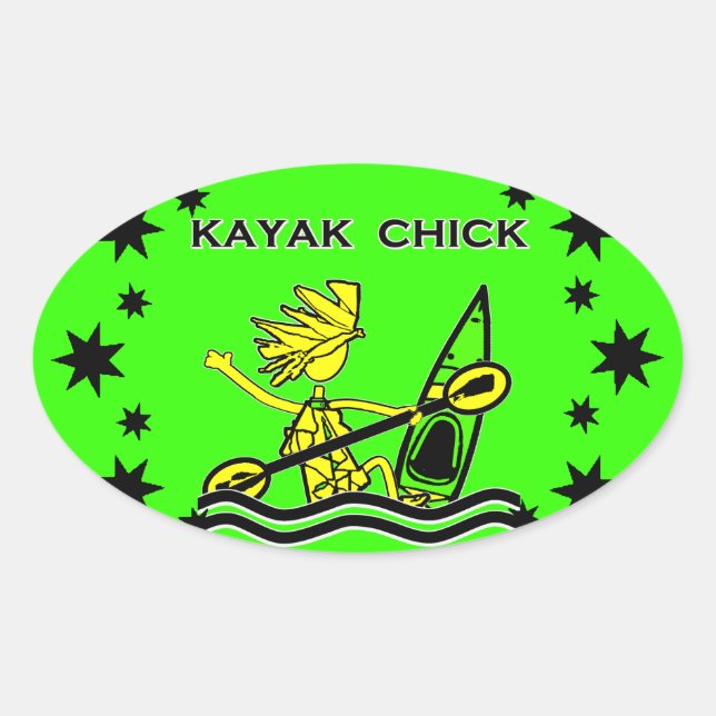 Kayak Chick Designs & Things Oval Sticker (Front)