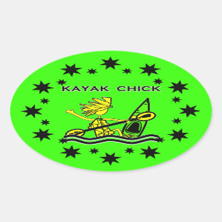 Kayak Chick Designs & Things Oval Sticker
