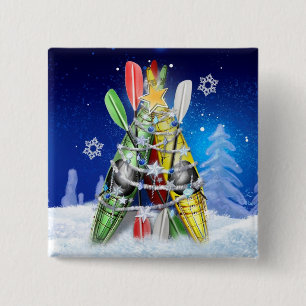 Kayak Christmas Tree 15 Cm Square Badge