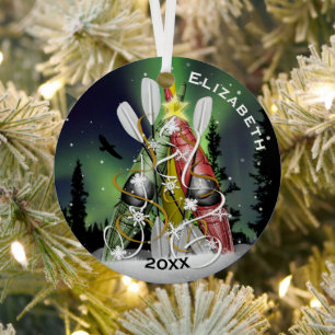 Kayak Christmas Tree Aurora Borealis Metal Tree Decoration