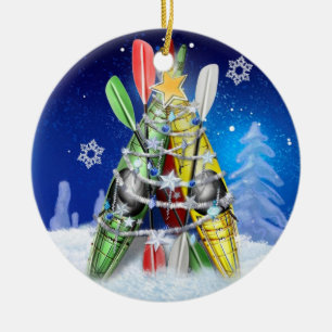 Kayak Christmas Tree Ceramic Tree Decoration