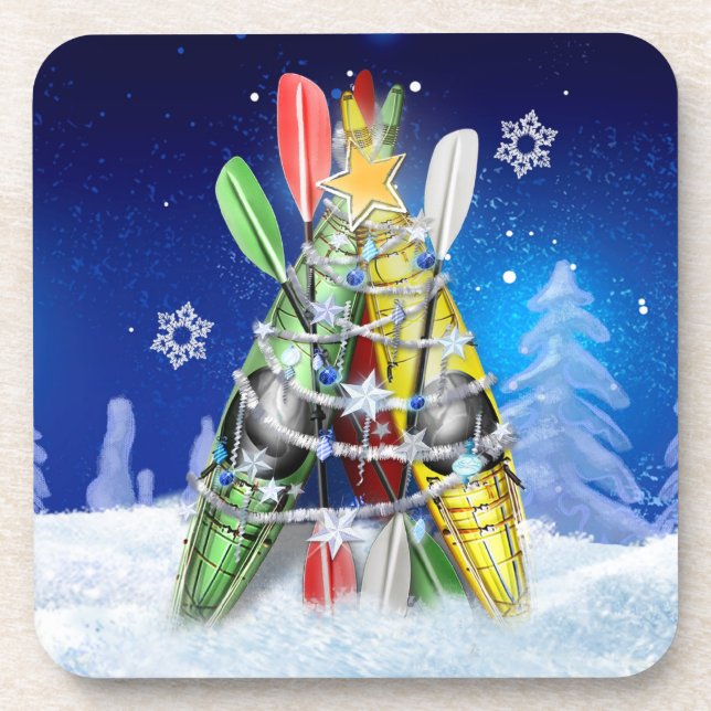Kayak Christmas Tree Coaster (Front)