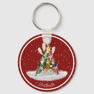 Kayak Christmas Tree kayaks paddles personalised Key Ring
