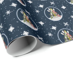 Kayak Christmas Tree pattern festive kayaks blue Wrapping Paper