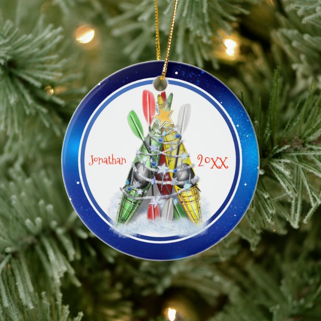 Kayak Christmas Tree personalised Ceramic Tree Decoration (Tree)