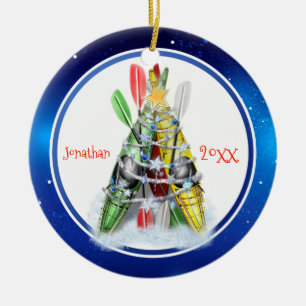 Kayak Christmas Tree personalised Ceramic Tree Decoration
