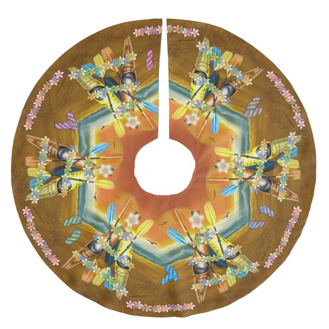 Kayak Christmas Tree tropical beach kayaks Brushed Polyester Tree Skirt (Front)