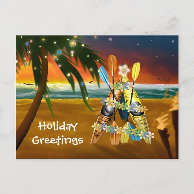 Kayak Christmas Tree - Tropical Holiday Postcard (Front)