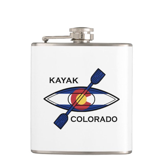 Kayak Colorado Flag Hip Flask (Front)