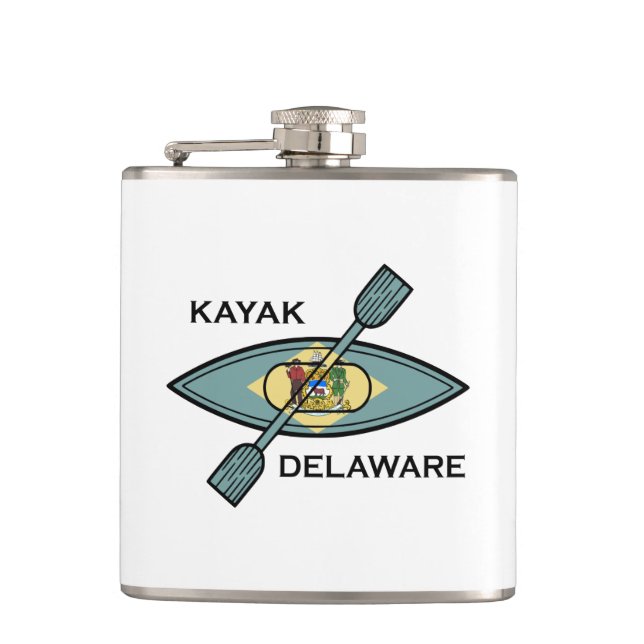 Kayak Delaware Flag Hip Flask (Front)