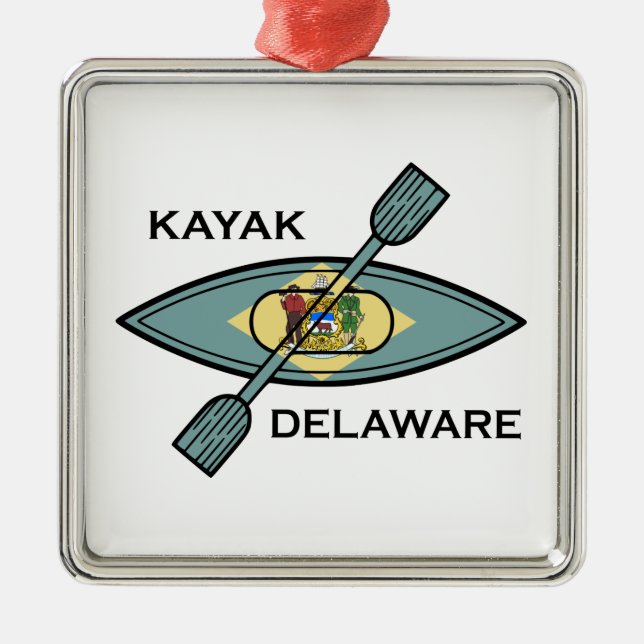 Kayak Delaware Flag Metal Tree Decoration (Front)