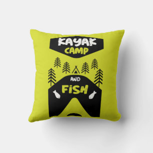 Kayak fish and camp fishing trip gifts   cushion