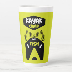 Kayak fish and camp fishing trip gifts    glass latte mug