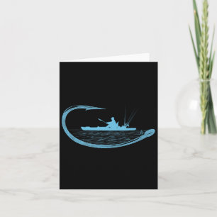 Kayak Fisherman Fishing Hook Graphic Kayaker Angli Card