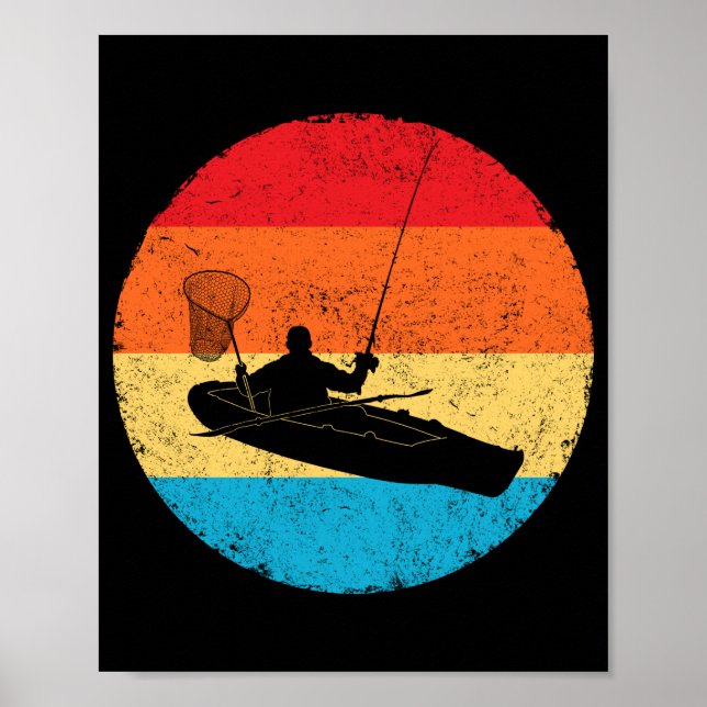 Kayak Fishing Angler as Vintage Kayak Fishing Poster (Front)