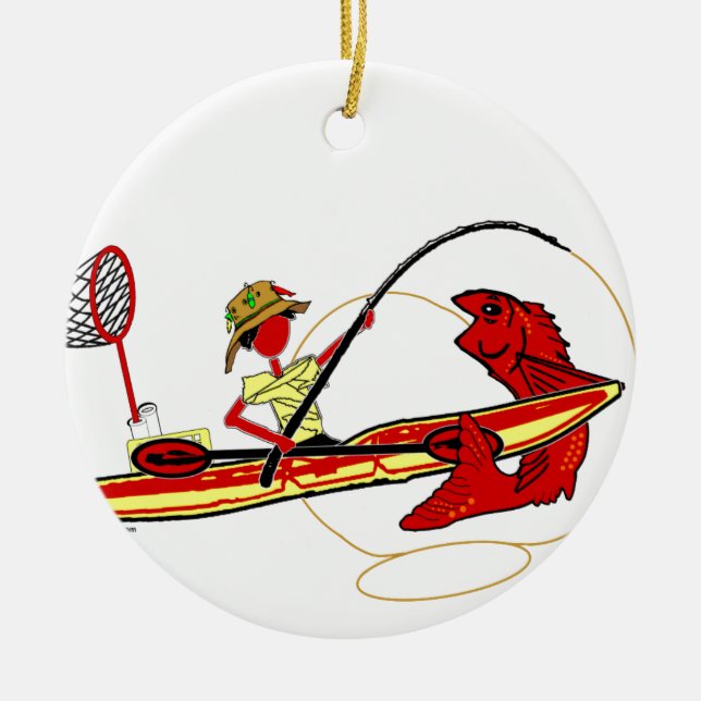 Kayak Fishing Ceramic Ornament (Front)