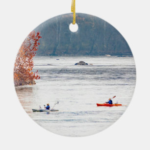 Kayak Fishing Ceramic Tree Decoration