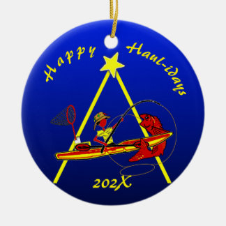 Kayak Fishing Happy Haul-idays! Ceramic Ornament