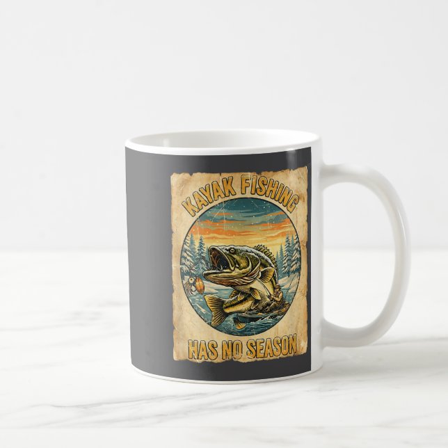 Kayak Fishing Has No Season Funny Winter Fishing  Coffee Mug (Right)