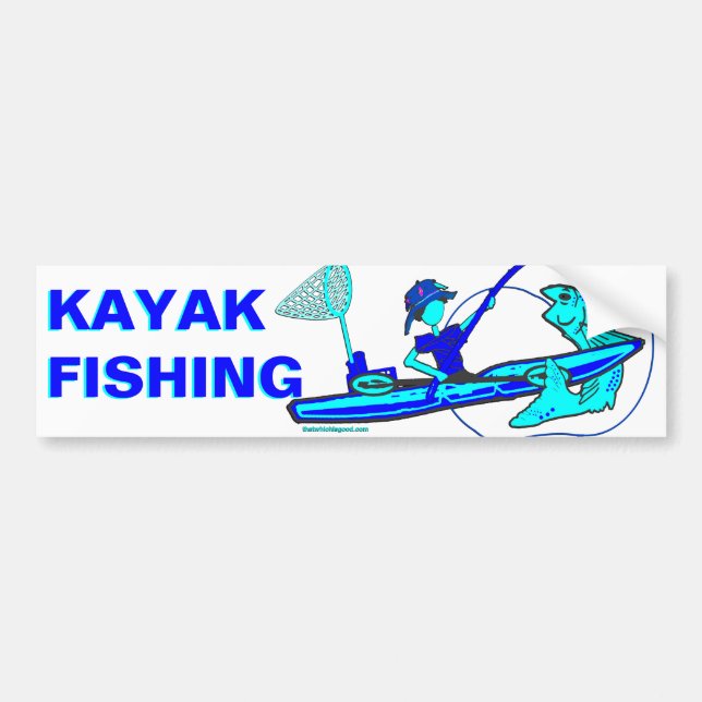 Kayak Fishing in Blues Bumper Sticker (Front)