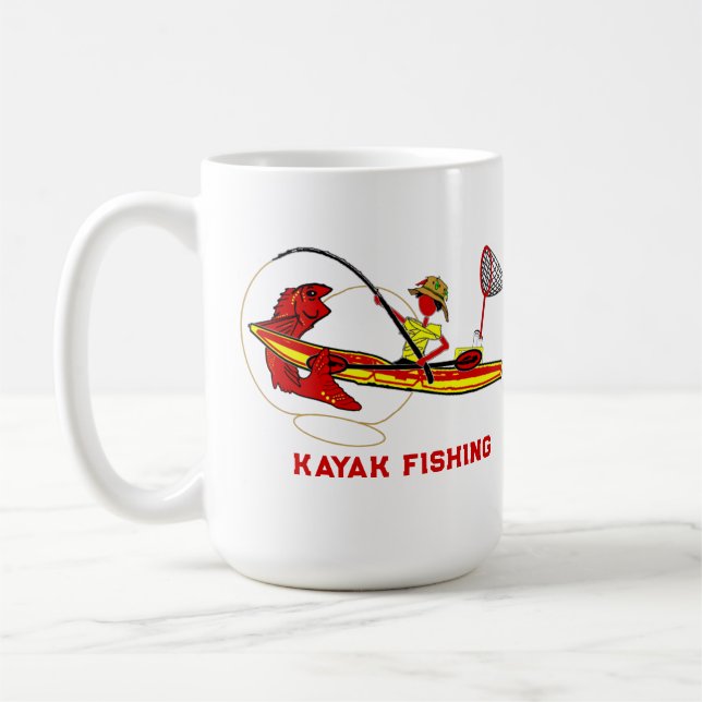 Kayak Fishing The Legend in Bright Coffee Mug (Left)