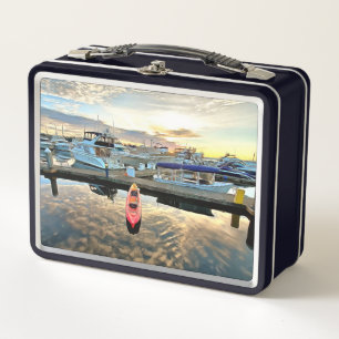 Kayak Floating Over Clouds and Sunset Reflection Metal Lunch Box
