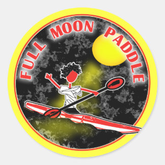 Kayak Full Moon Paddle Classic Round Sticker