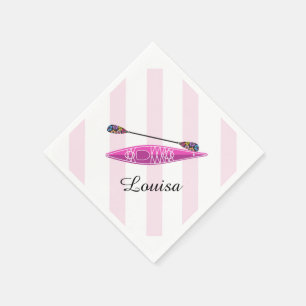 Kayak Girl Pink Stripes Napkin