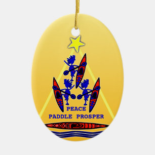 Kayak Holiday Paddle ~ Peace Paddle Prosper Cerami Ceramic Tree Decoration