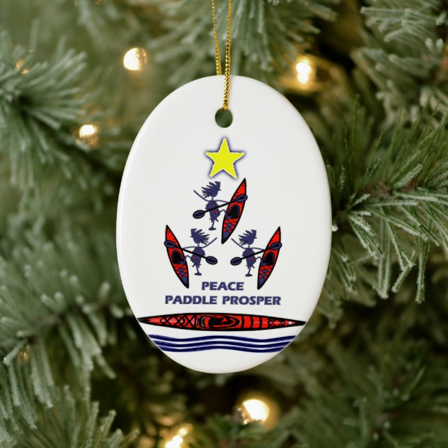Kayak Holiday Paddle ~ Peace Paddle Prosper Ceramic Tree Decoration (Tree)